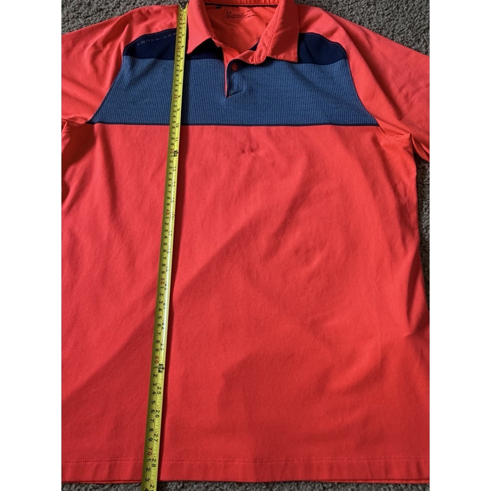 Under Armour Threadborne Short Sleeve Golf Polo Shirt Neon Orange Large JBHS - Picture 4 of 11